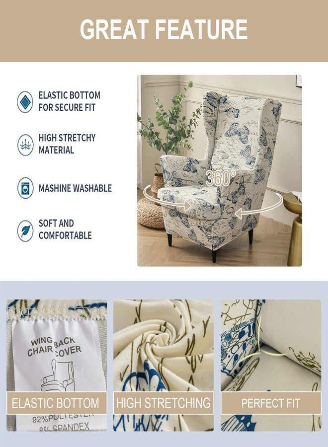 Eco-Ancheng Wingback Chair Slipcover 2 Piece Wingback Chair Cover Spandex Wing Chair Slipcovers Wingback Armchair Covers with Elastic Bottom for Living Room Wingback Chair - Image 3